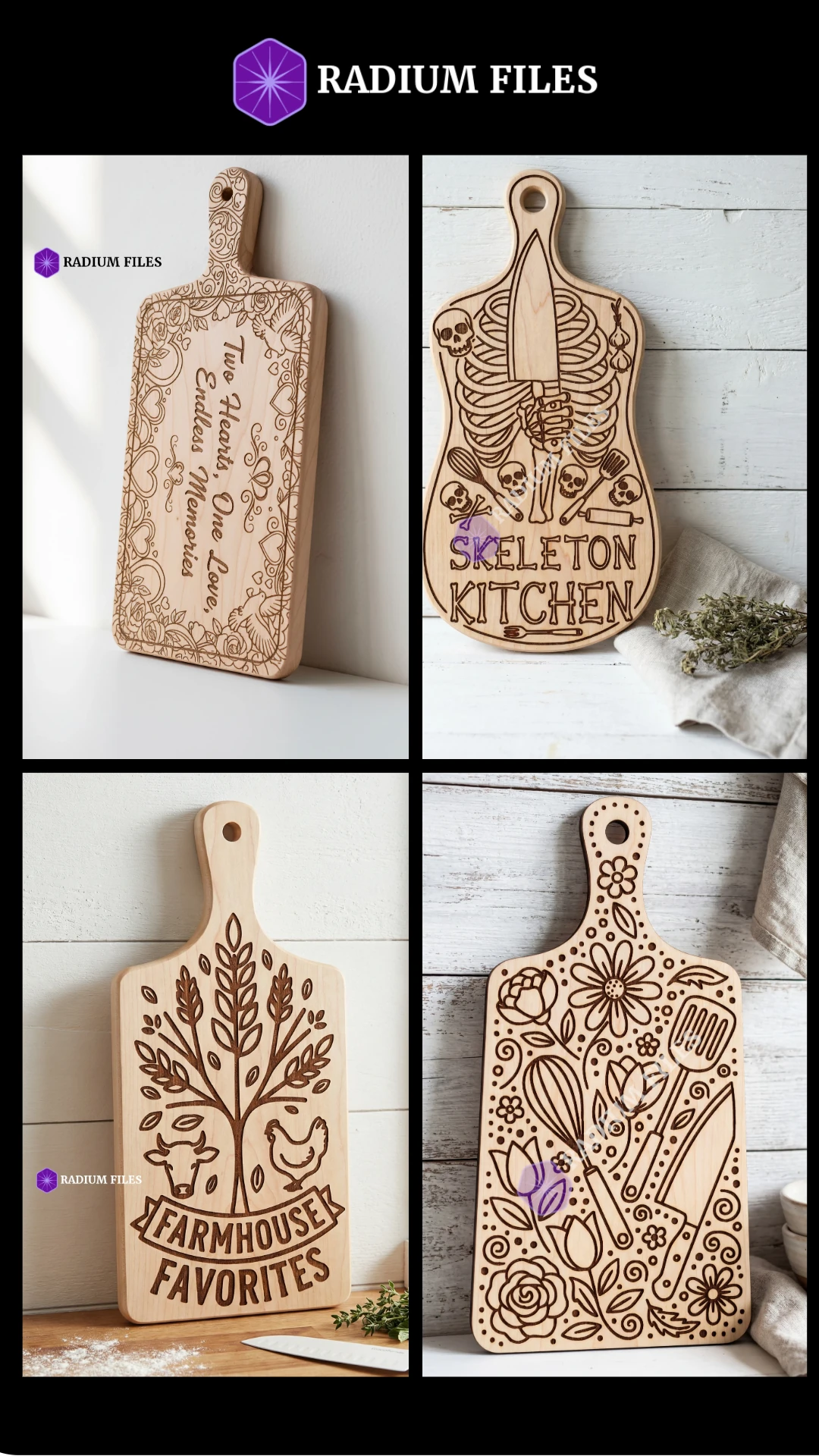 Cutting Board Bundle-1 (33 designs) Engraved Cutting Board Design(DigitalFile)-Laser Engraving,Laser Cutting-SVG,DXF,AI,PDF