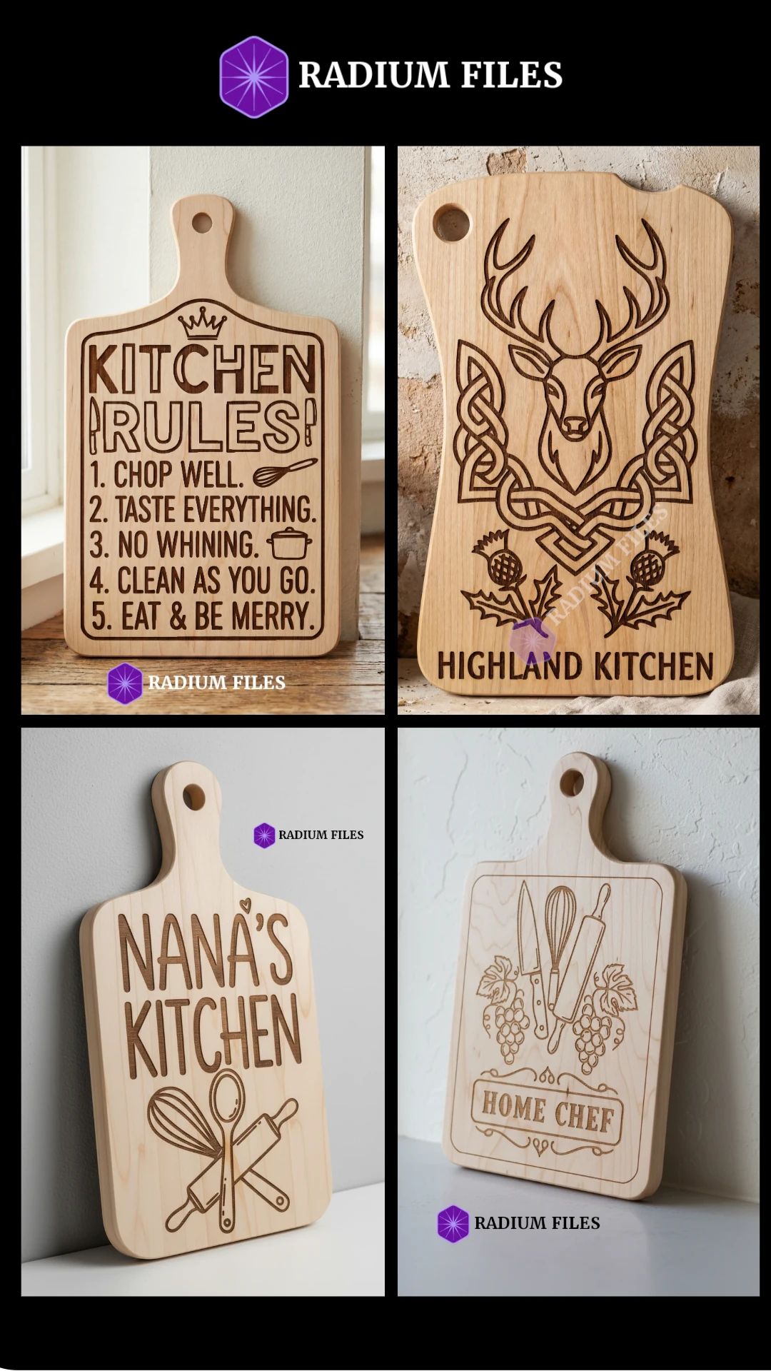 Cutting Board Bundle-1 (33 designs) Engraved Cutting Board Design(DigitalFile)-Laser Engraving,Laser Cutting-SVG,DXF,AI,PDF