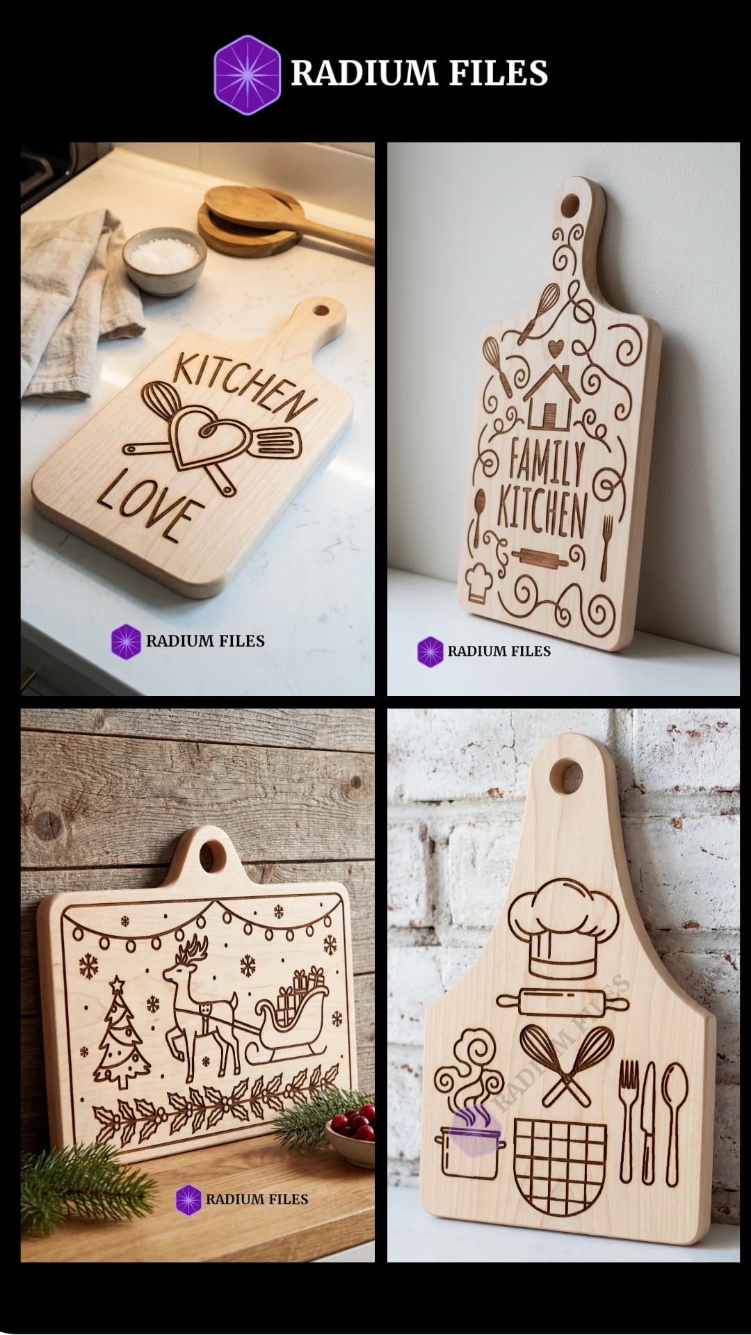 Cutting Board Bundle-1 (33 designs) Engraved Cutting Board Design(DigitalFile)-Laser Engraving,Laser Cutting-SVG,DXF,AI,PDF